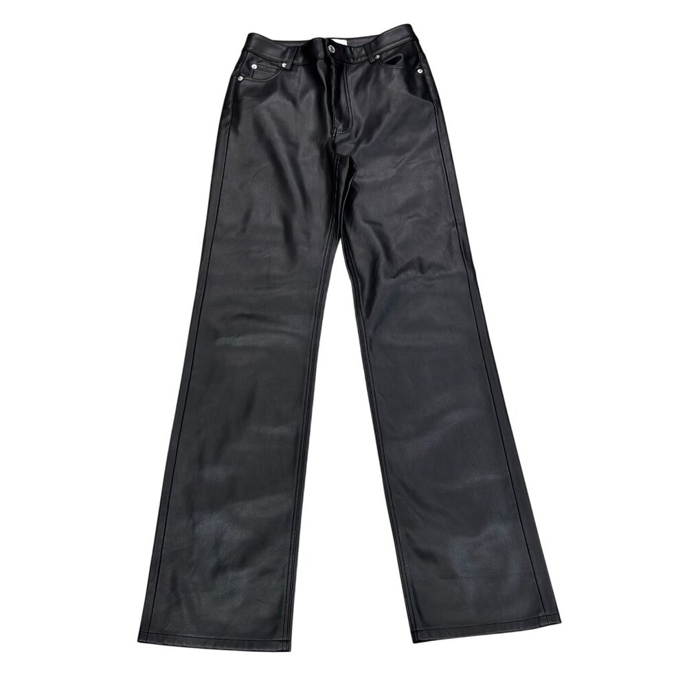 Zara Faux Leather Straight-Leg Pants Womens Size 2 Black